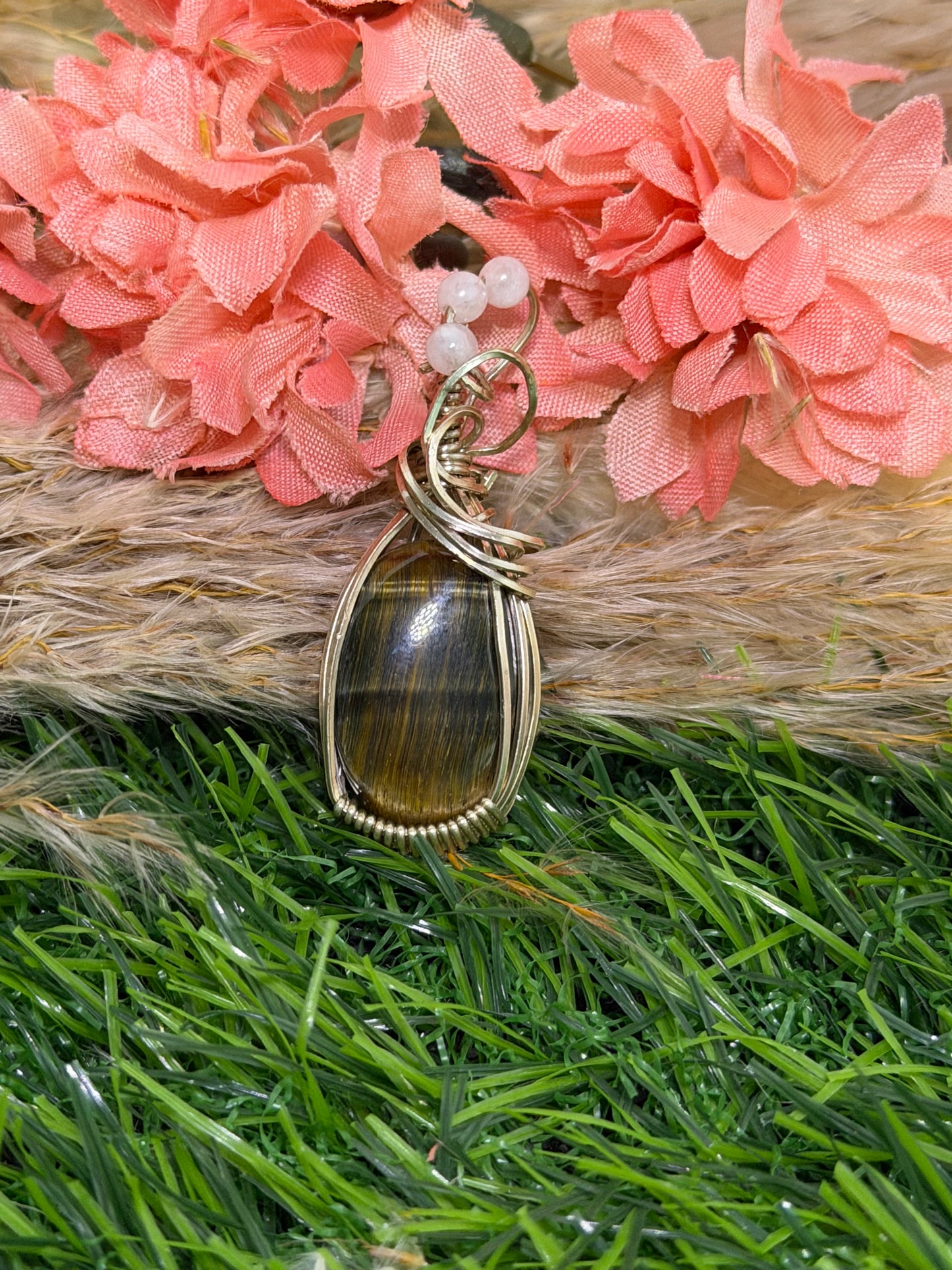 Tiger Eye Silver Wrapped Pendant