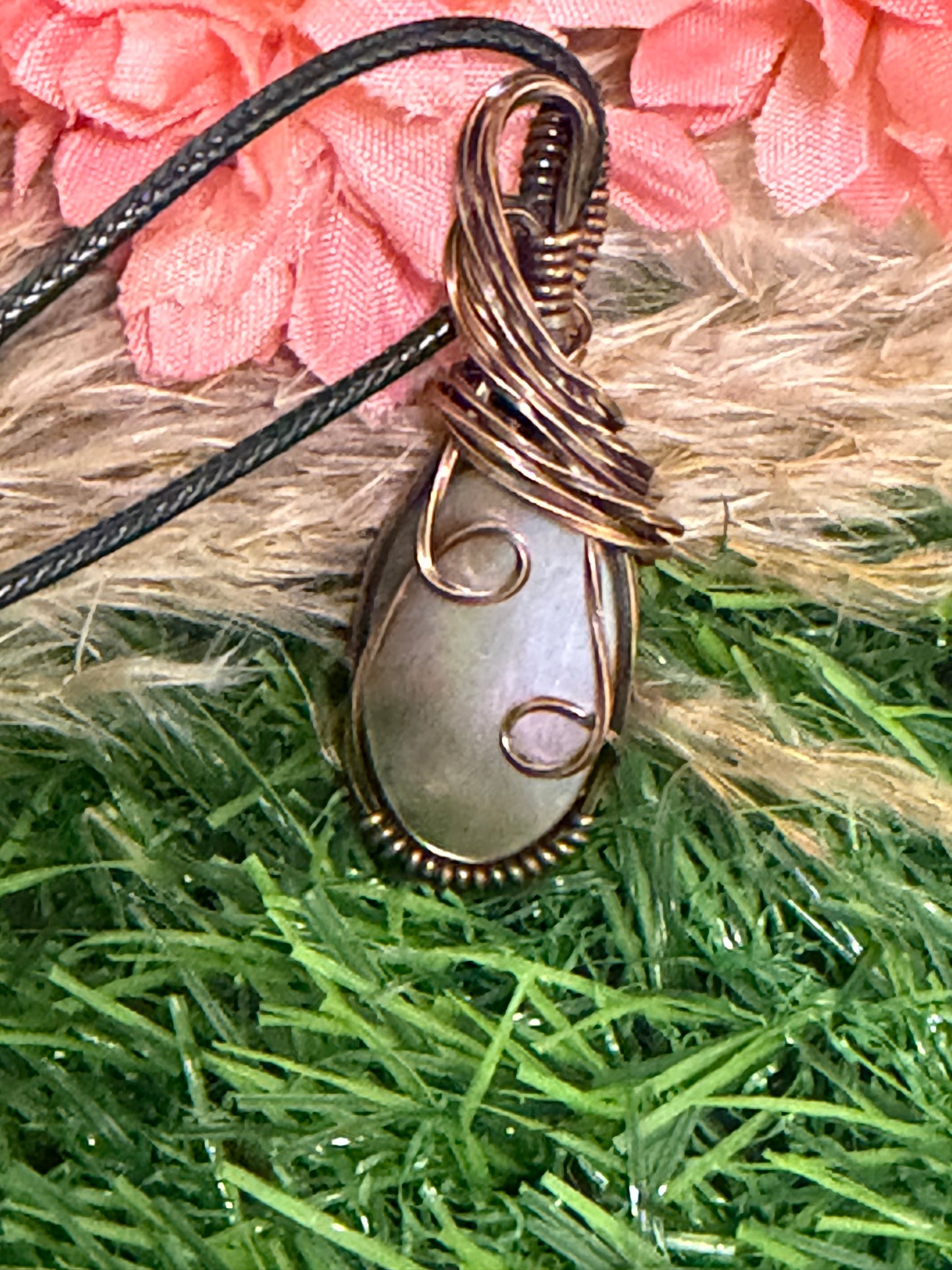Tahitian Black Mother of Pearl pendant wrapped in oxidized copper
