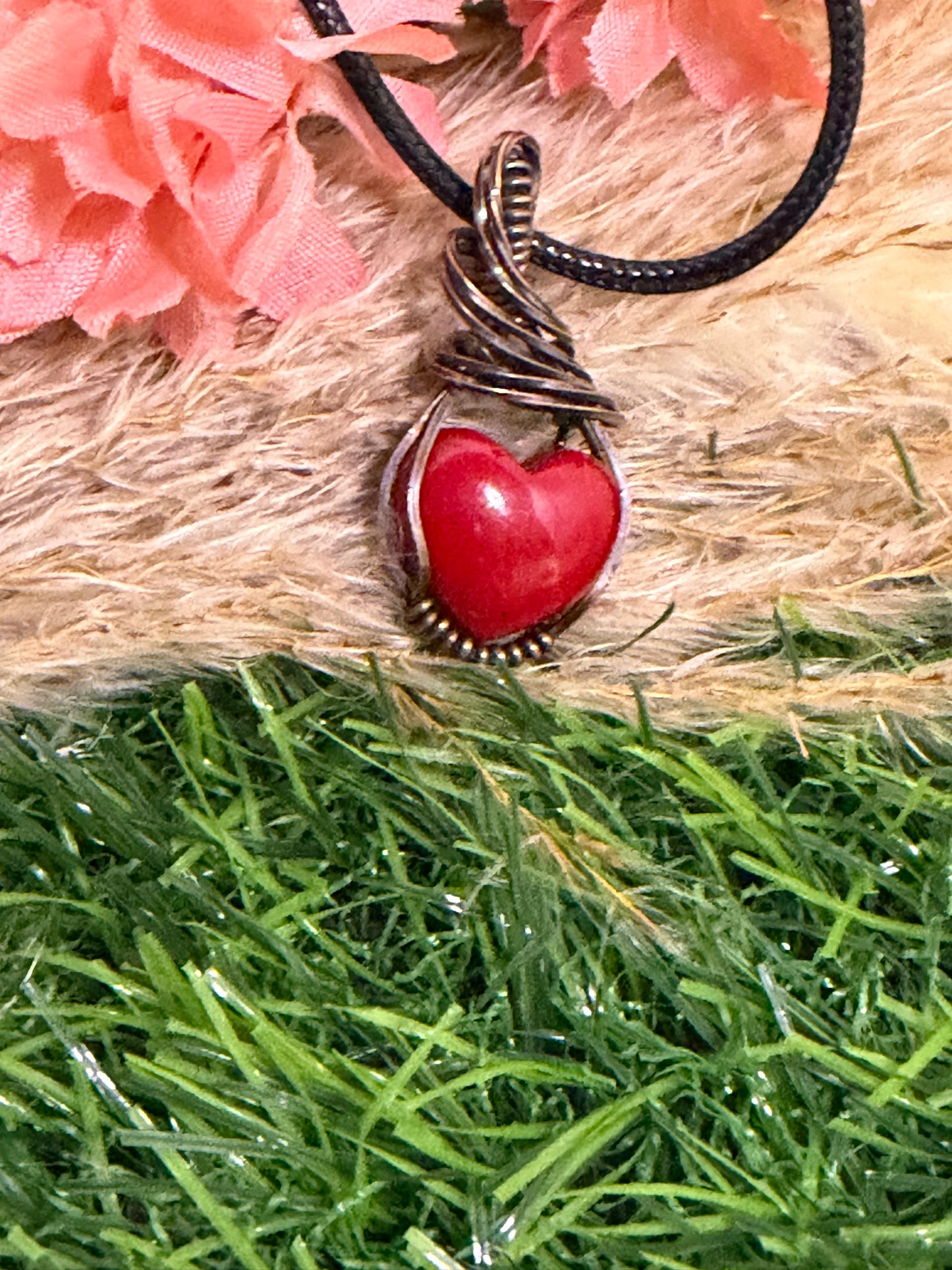 Rosarita Pendant wrapped in oxidized Copper