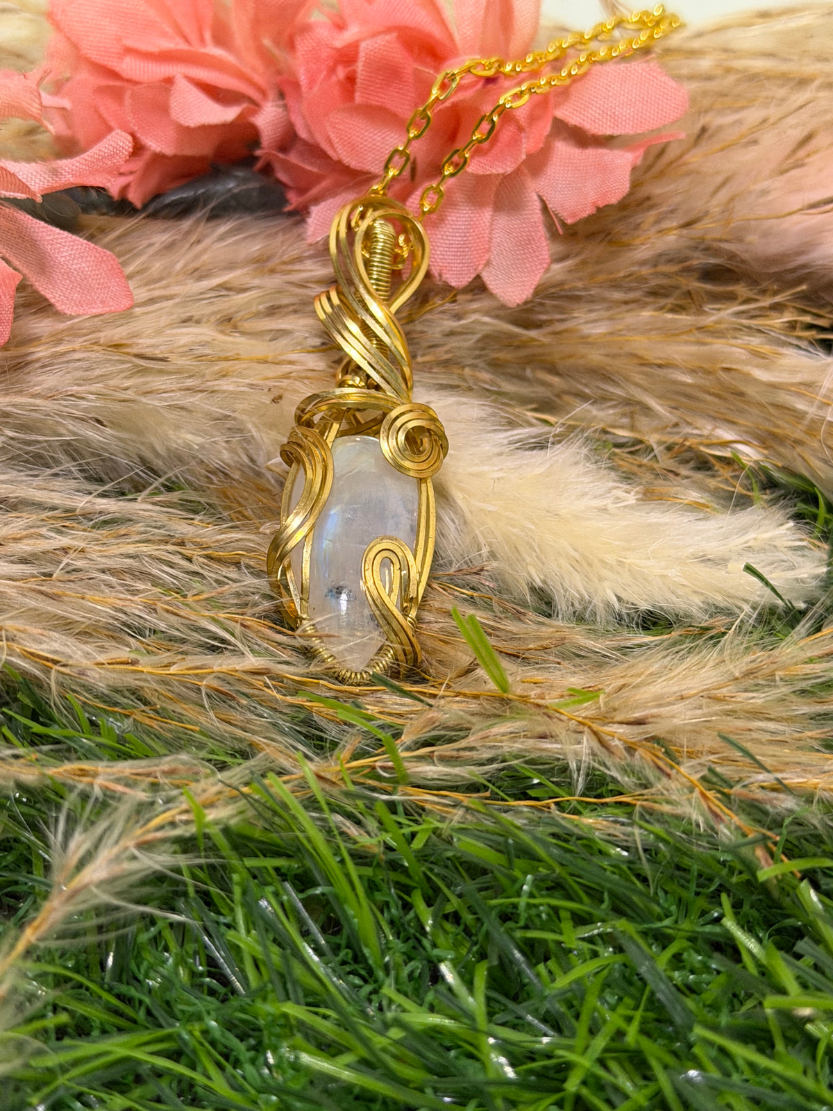 Moonstone Wrapped in Brass