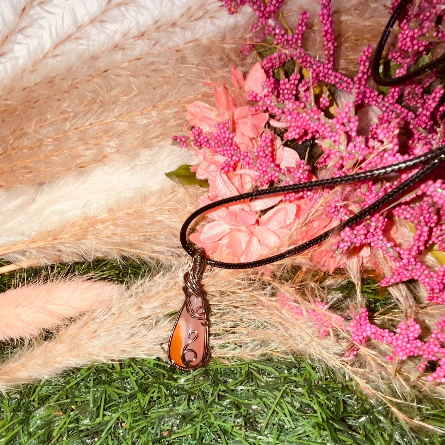 Carnelian Agate wrapped in Oxidized Copper