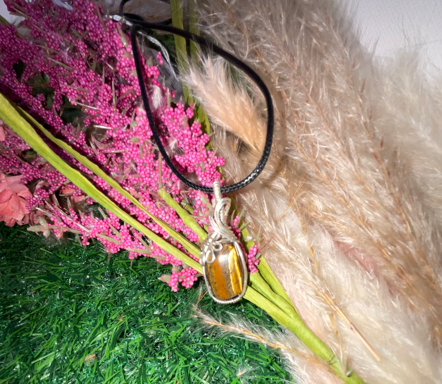 Tiger Eye Silver Wrapped Pendant