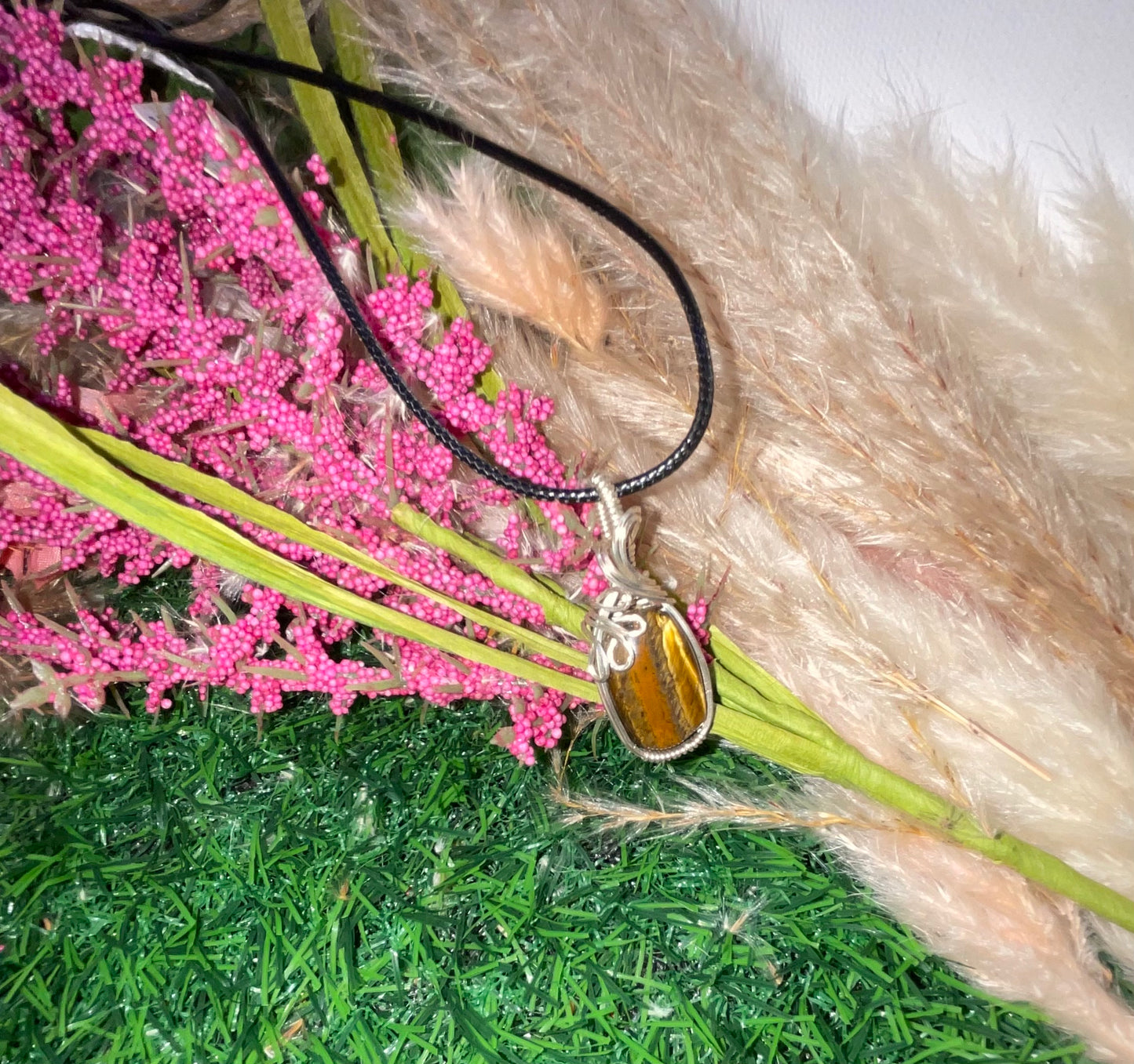 Tiger Eye Silver Wrapped Pendant