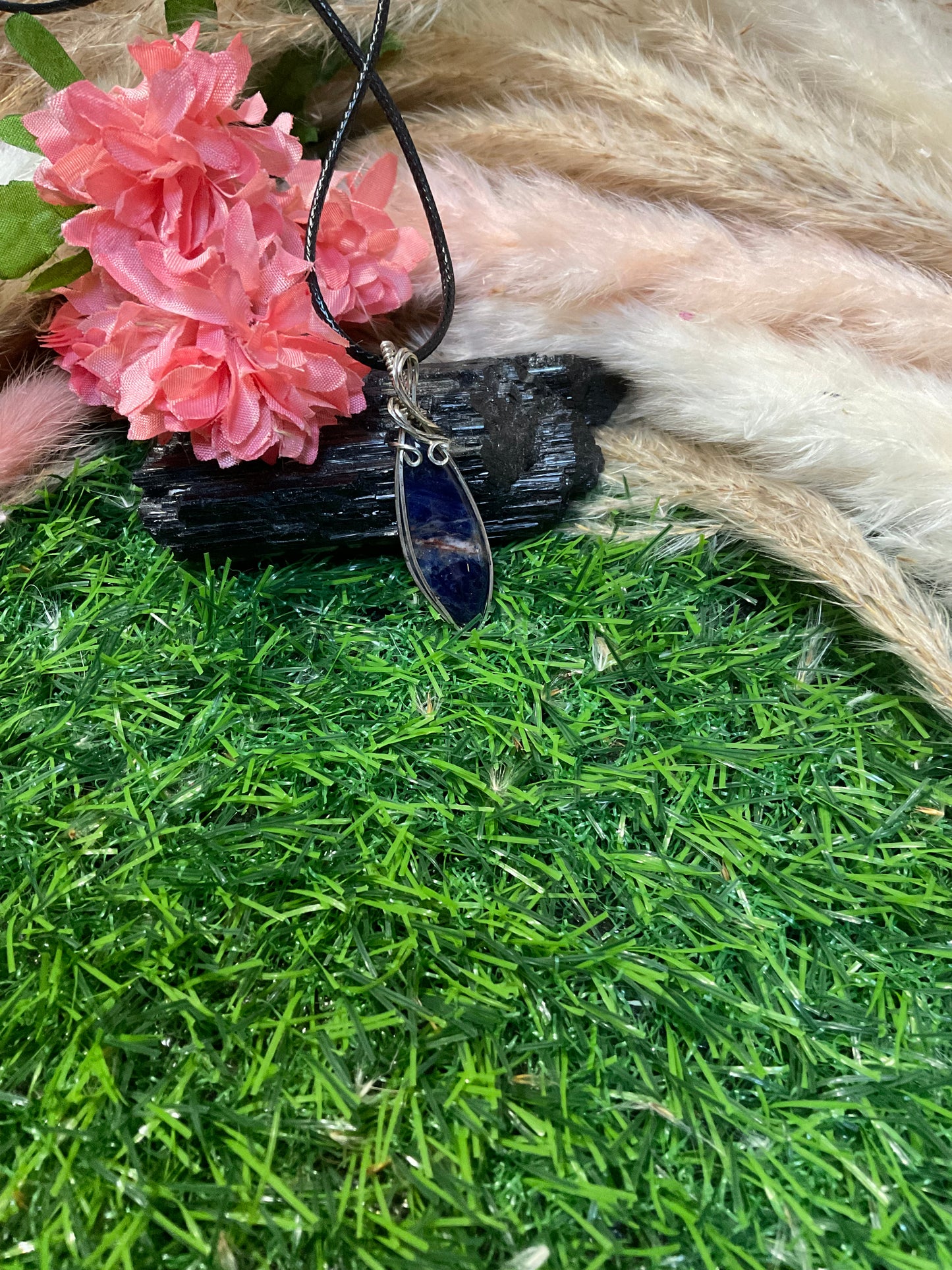 Sodalite Pendant Wrapped in Sterling Silver
