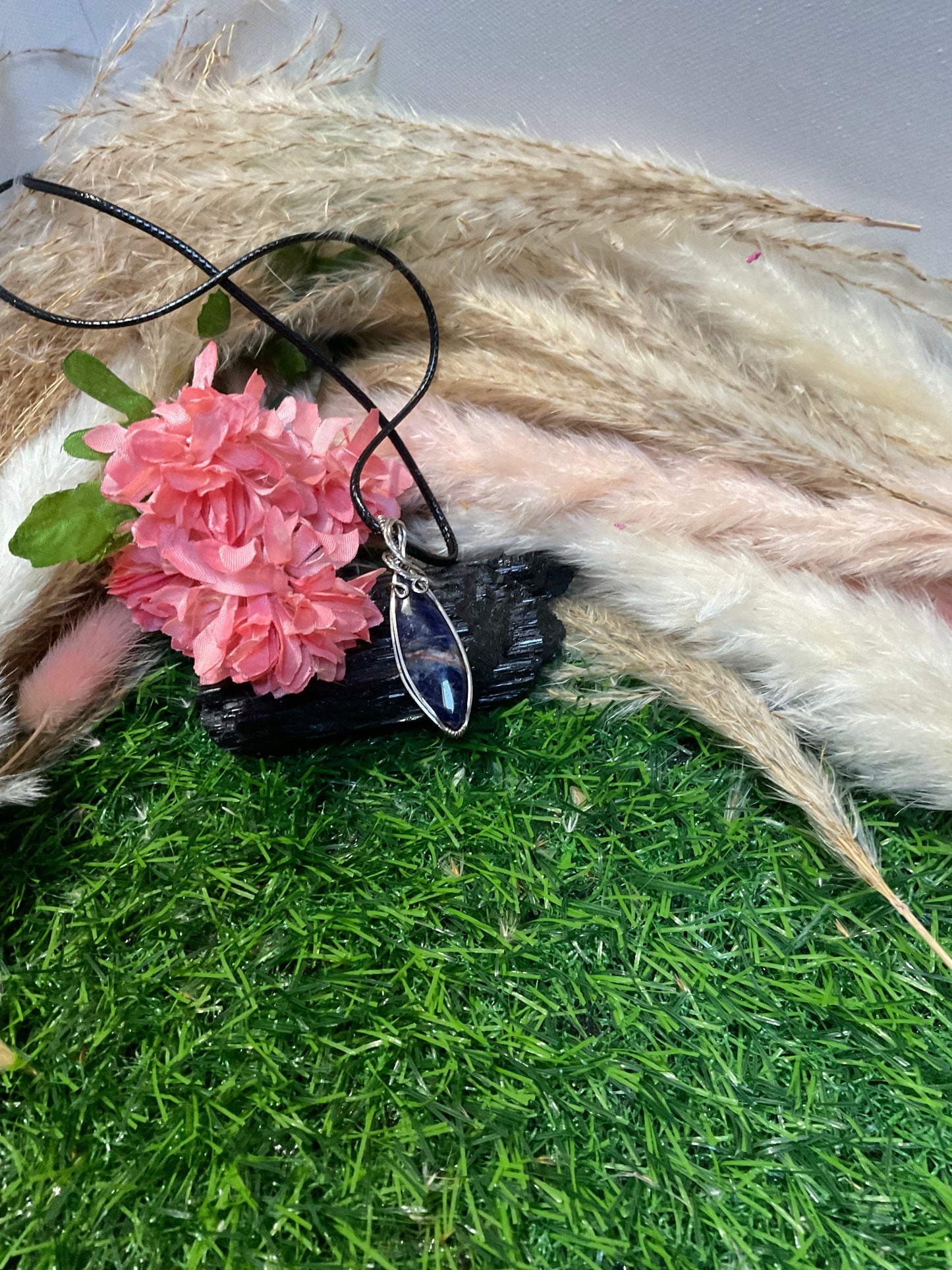 Sodalite Pendant Wrapped in Sterling Silver