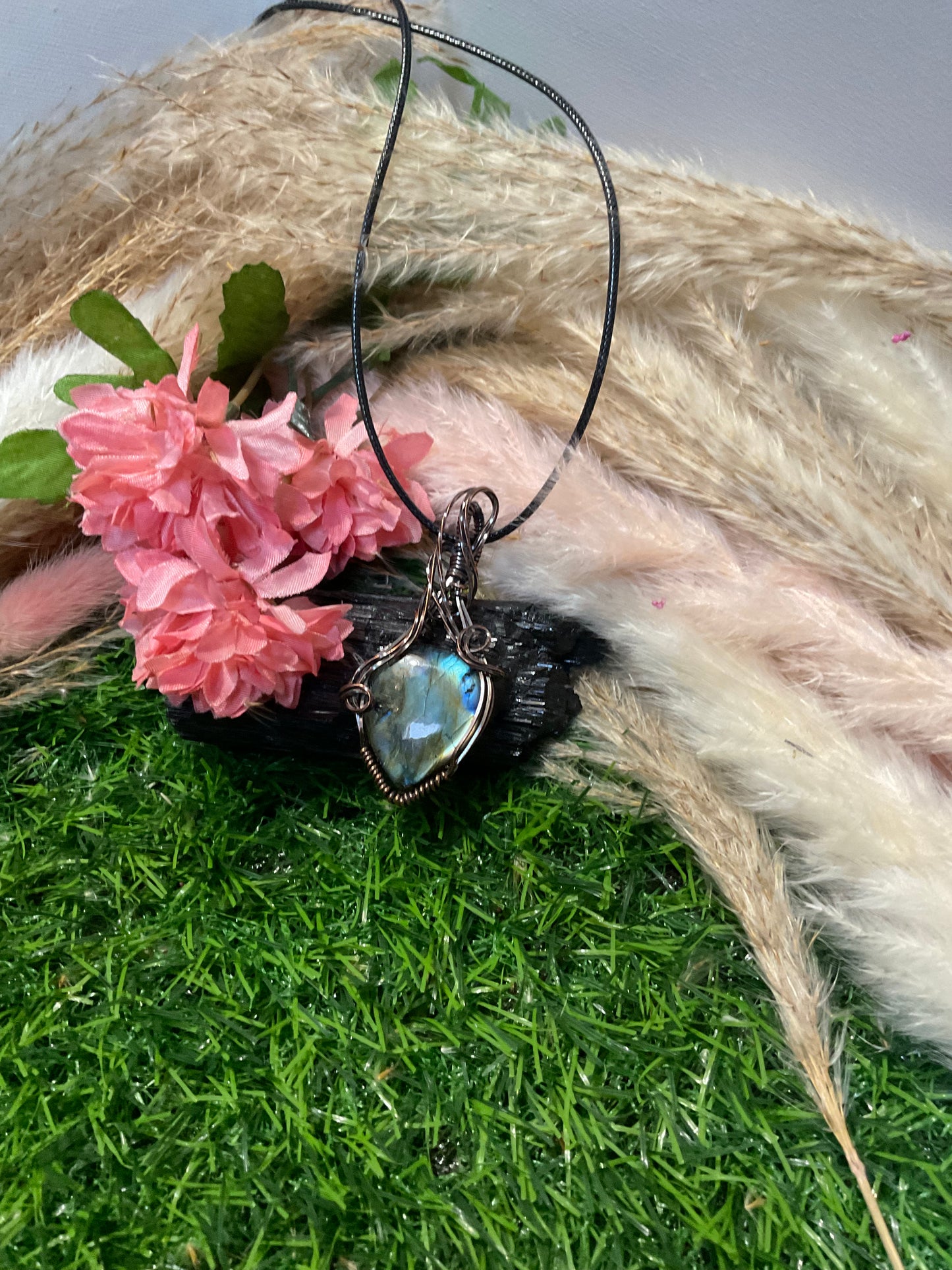 Labradorite wrapped in Oxidized Copper