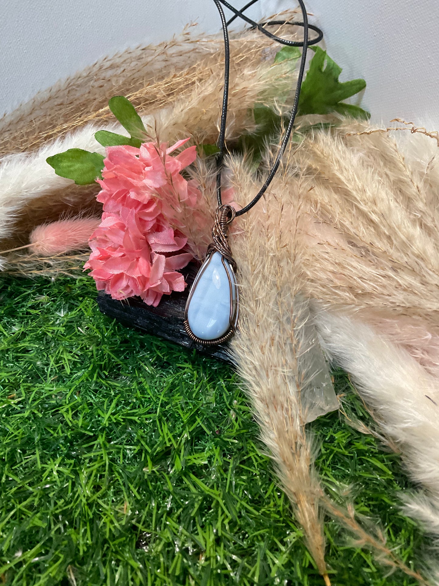 Blue Opal wrapped in Oxidized Copper
