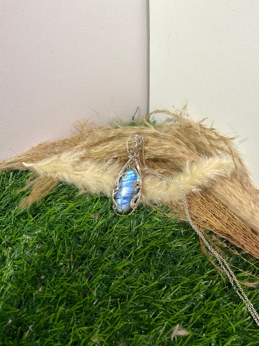 Labradorite wrapped in 925 Sterling Silver