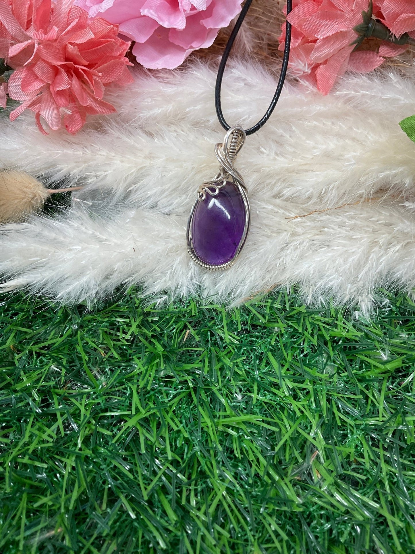 Amethyst Crystal wrapped in Sterling Silver. - Daydream Designs