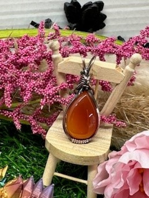 Carnelian wrapped in Antique Copper - Daydream Designs