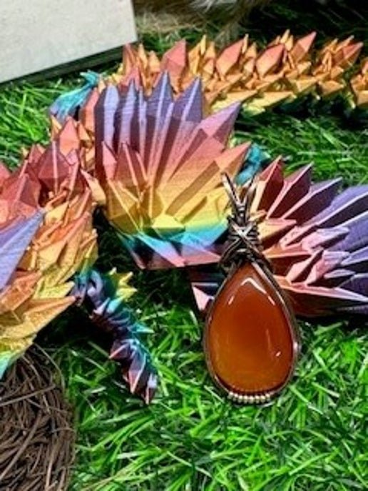 Carnelian wrapped in Antique Copper - Daydream Designs