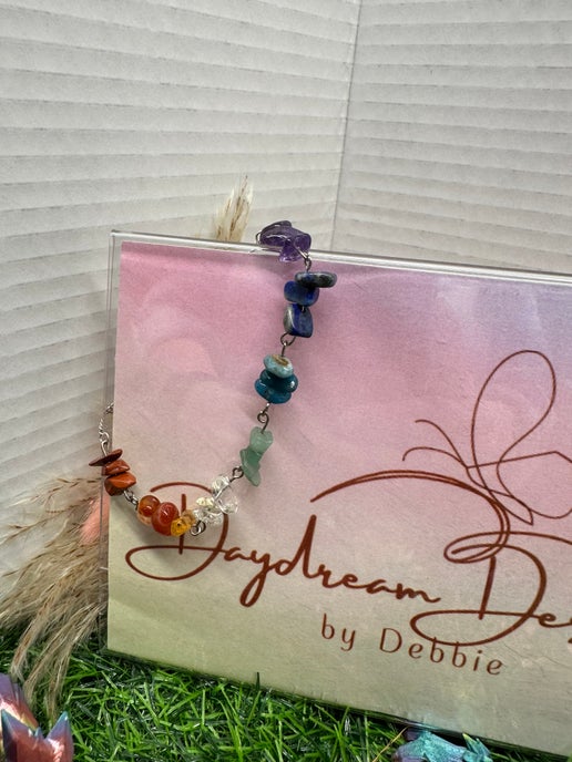Chakra necklace with chips and moon - Daydream Designs