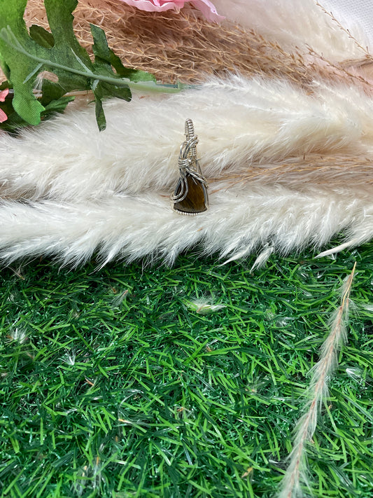 Tiger Eye Pendant wrapped in Sterling Silver
