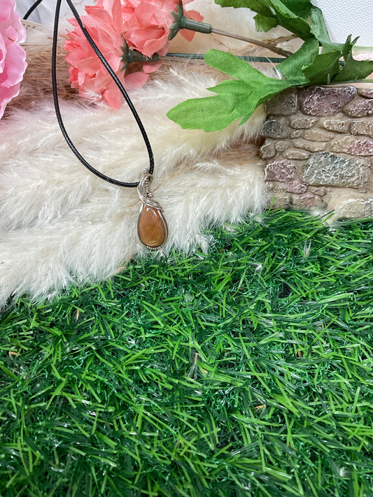 Sunstone Wrapped in Sterling Silver