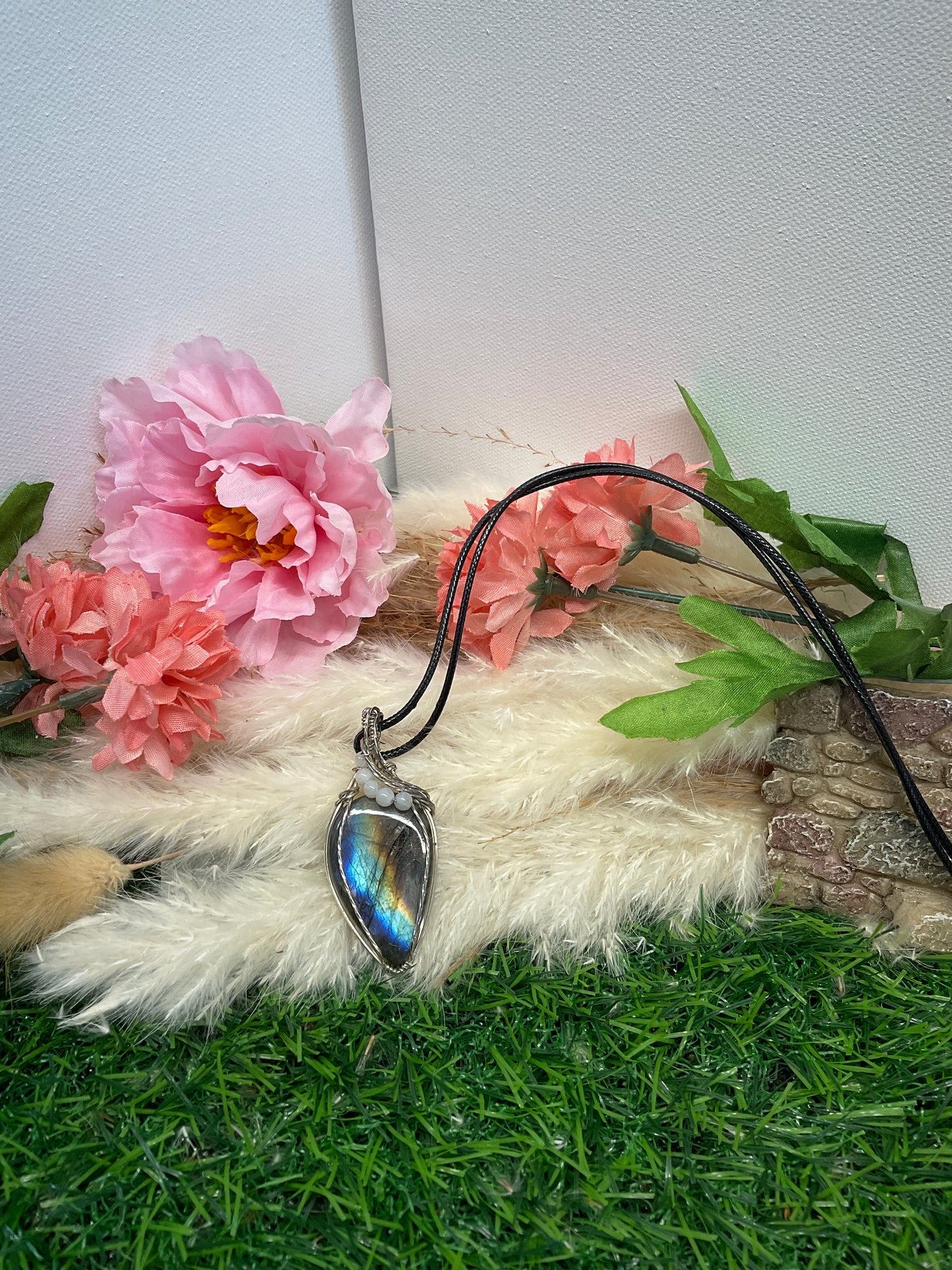 Labradorite Pendant wrapped in Sterling Sliver