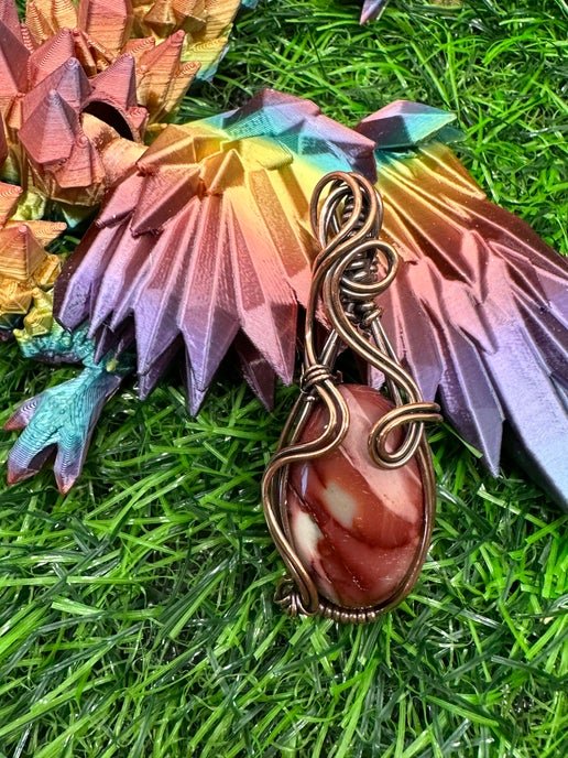 Mookaite Jasper Pendant Wrapped in Antique Copper - Daydream Designs