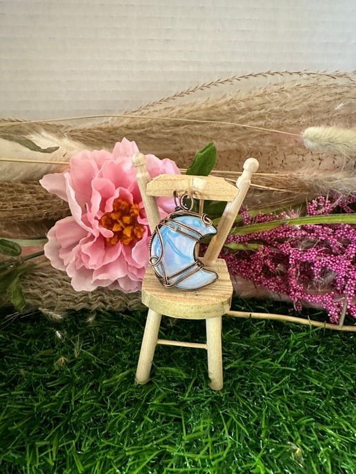Opalite Moon Wrapped in Antique Copper - Daydream Designs