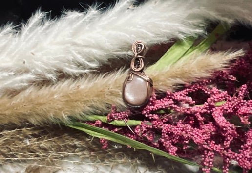 Peach Moonstone wrapped in Antique Copper - Heart Chakra - Daydream Designs