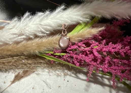 Peach Moonstone wrapped in Antique Copper - Heart Chakra - Daydream Designs