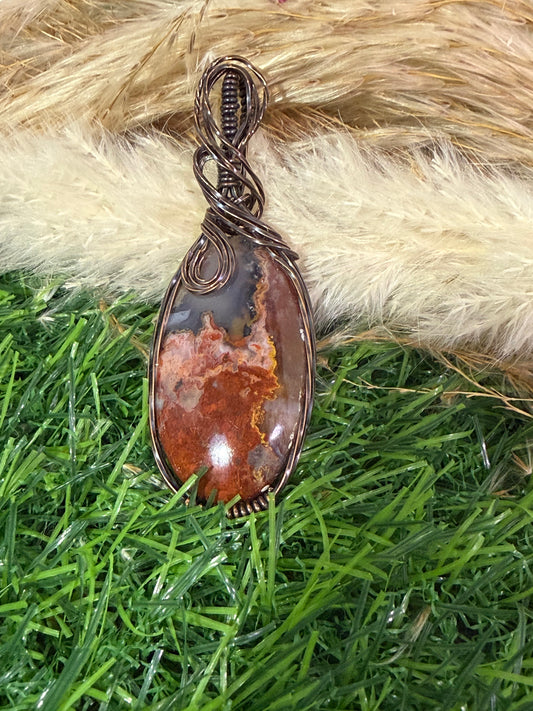 Hungarian Agate Wrapped in Oxidized Copper