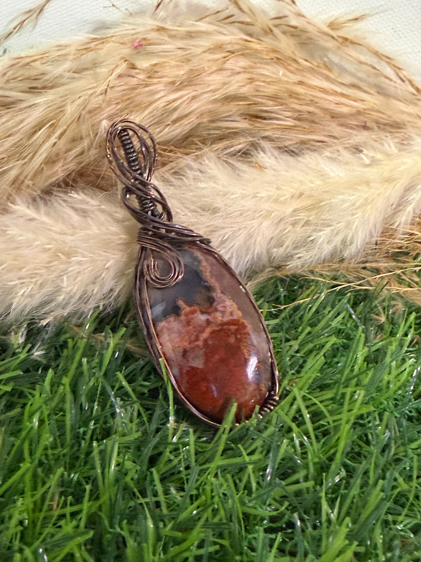 Hungarian Agate Wrapped in Oxidized Copper