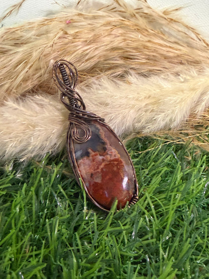 Hungarian Agate Wrapped in Oxidized Copper