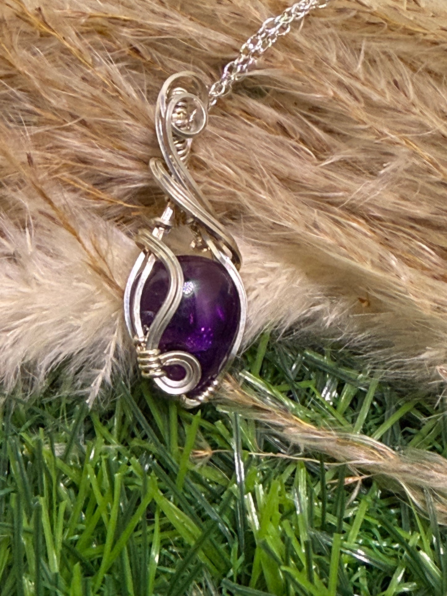 Amethyst Pendant wrapped in 9.25 Sterling Silver