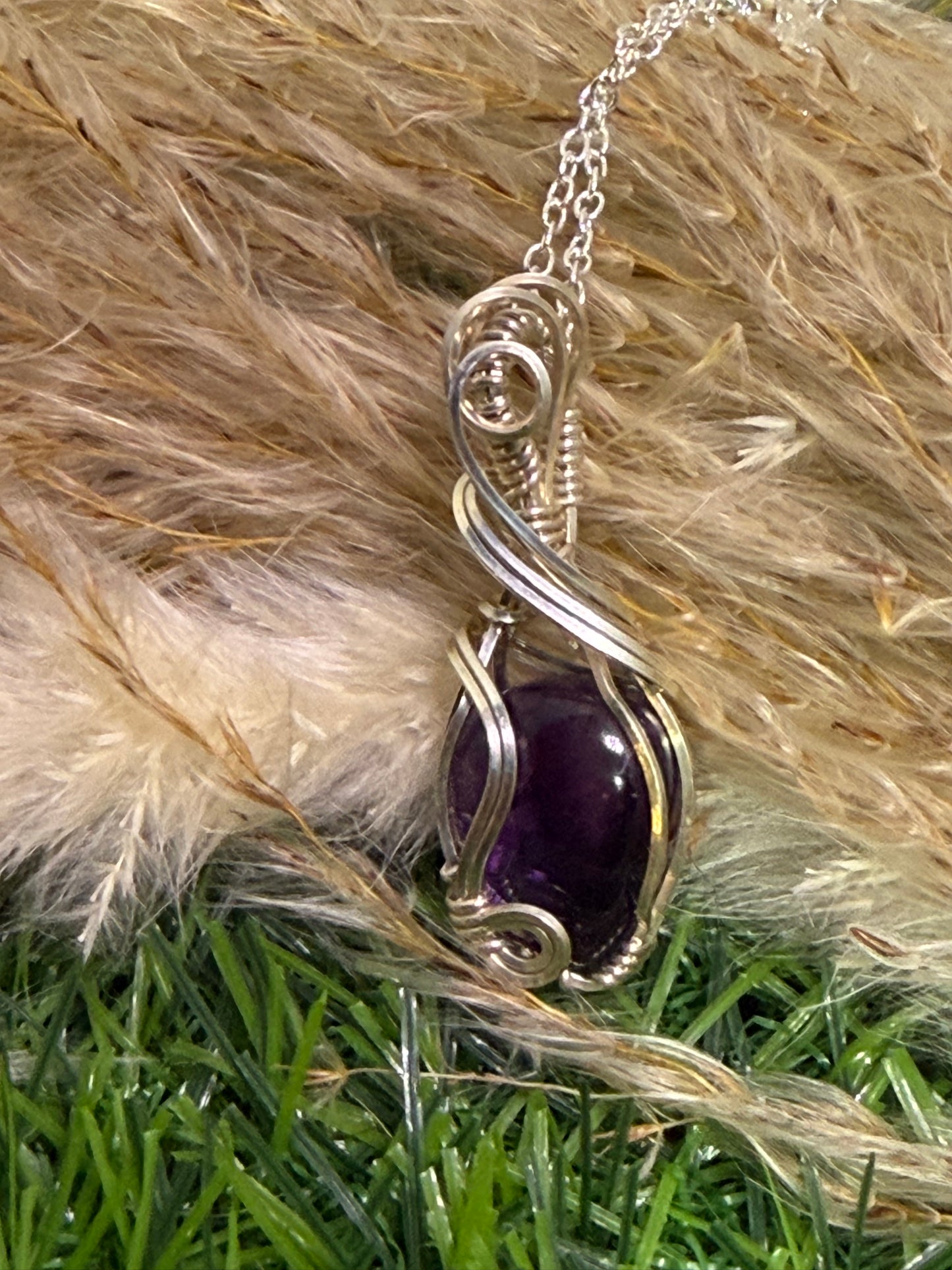 Amethyst Pendant wrapped in 9.25 Sterling Silver