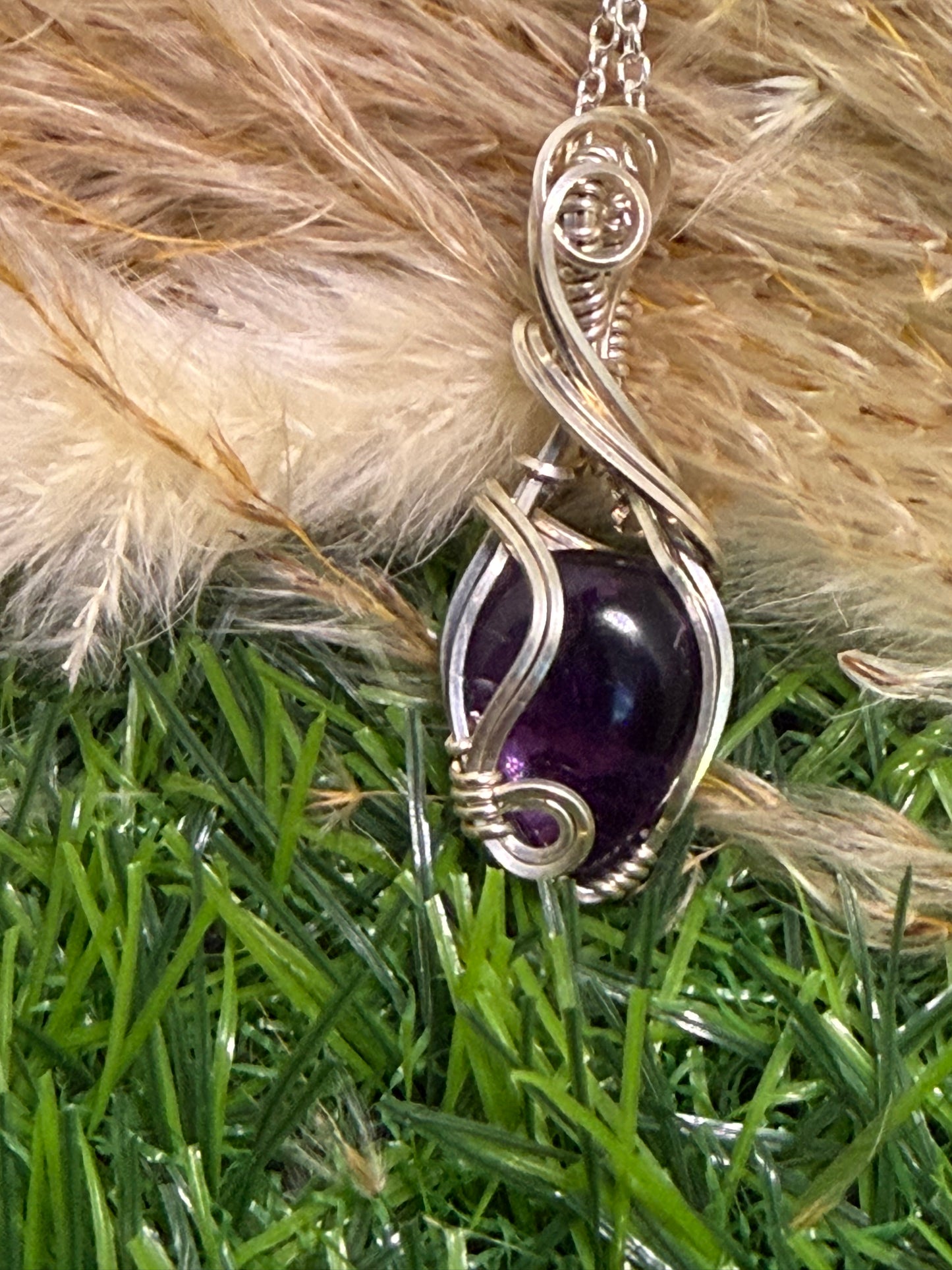 Amethyst Pendant wrapped in 9.25 Sterling Silver