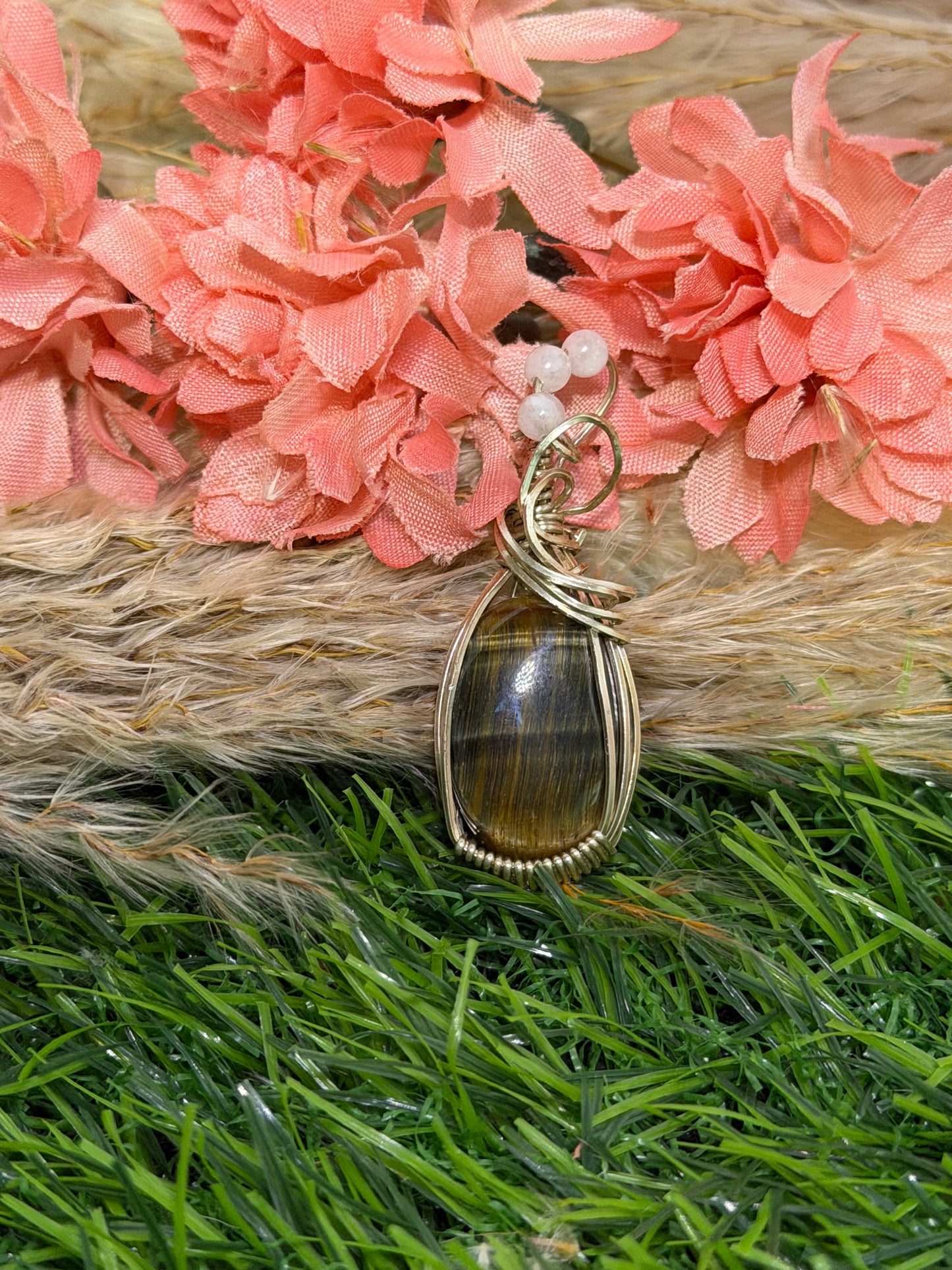 Tiger Eye Silver Wrapped Pendant