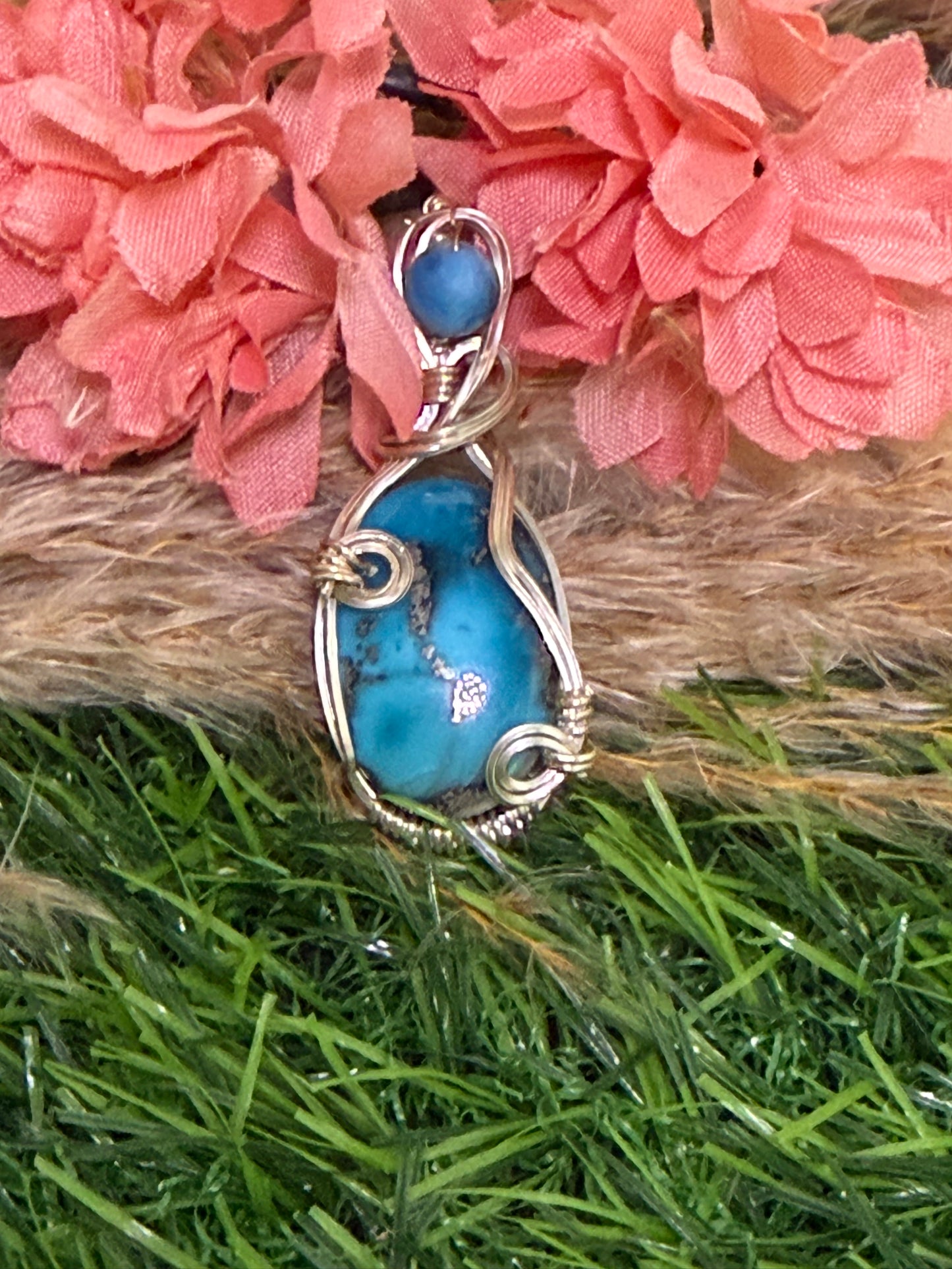 Morenci Turquoise wrapped in 9.25 Sterling Silver