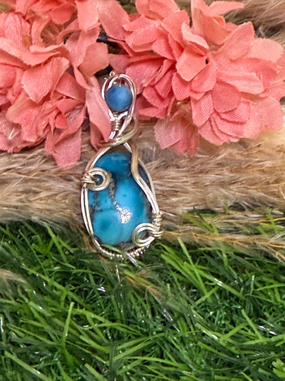 Morenci Turquoise wrapped in 9.25 Sterling Silver