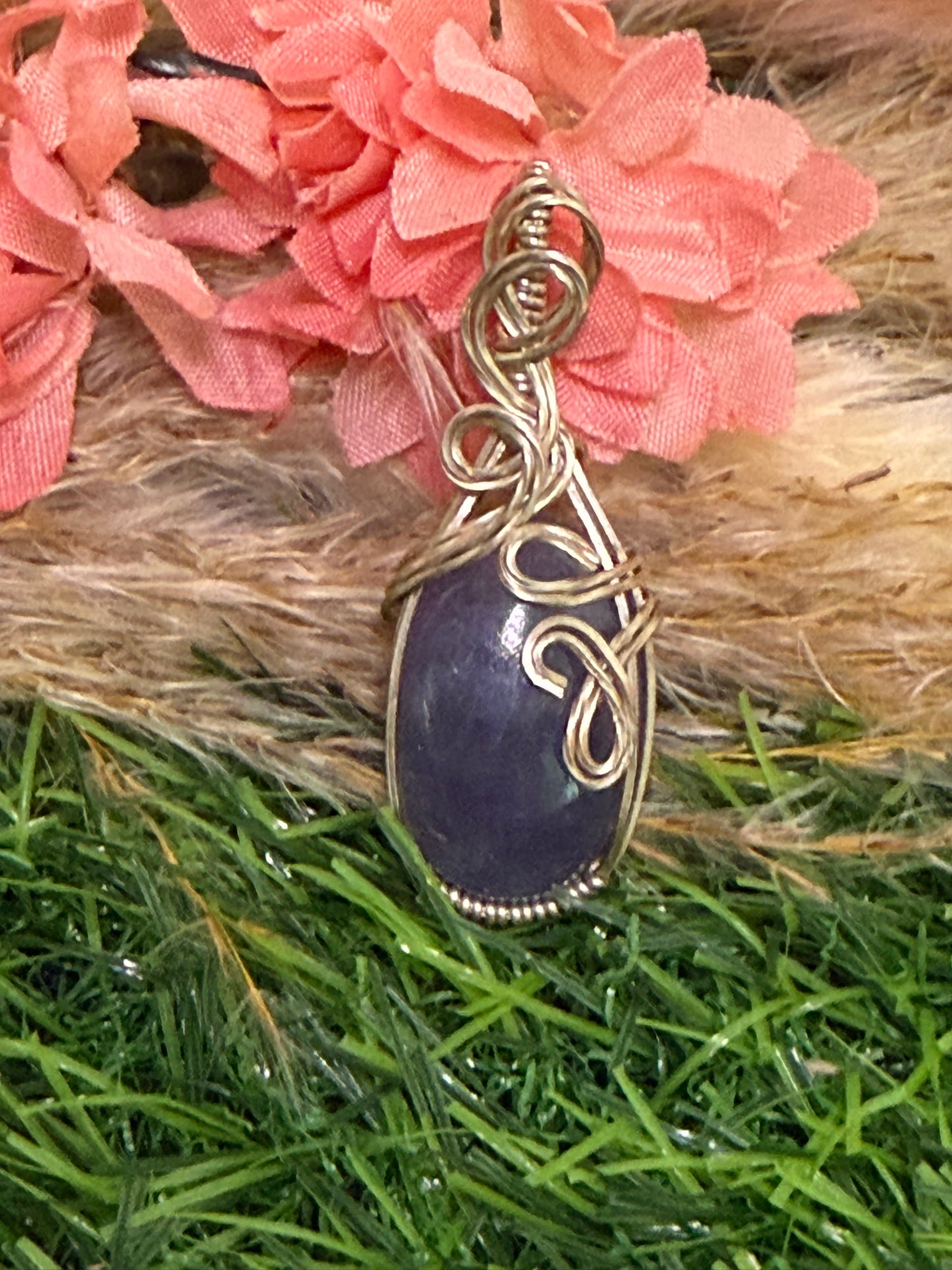Lepidolite Pendant wrapped in 9.25 Setrling Silver