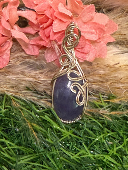 Lepidolite Pendant wrapped in 9.25 Setrling Silver