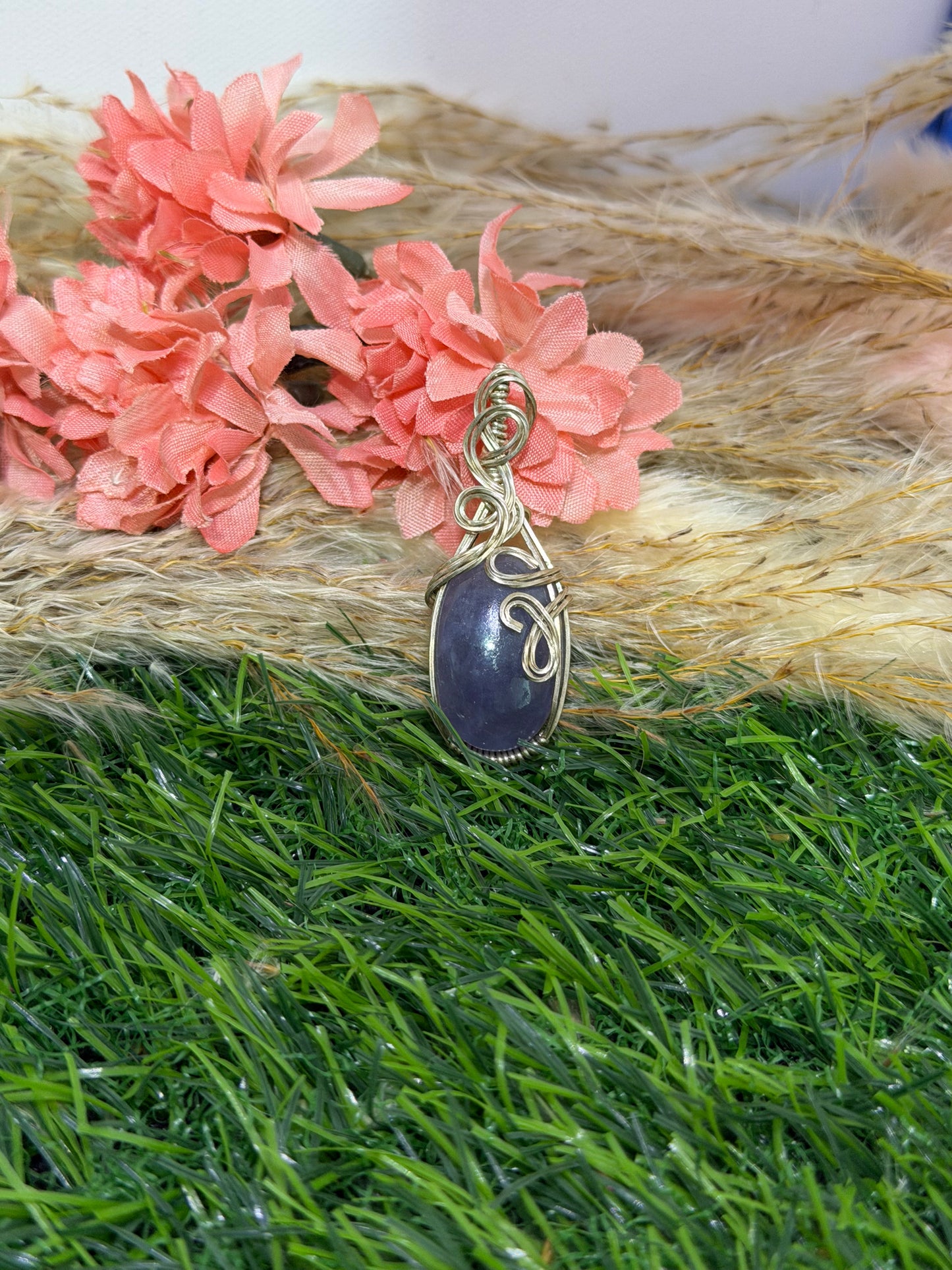 Lepidolite Pendant wrapped in 9.25 Setrling Silver