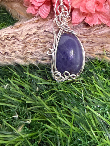 Lepidolite Pendant wrapped in 9.25 Sterling Silver
