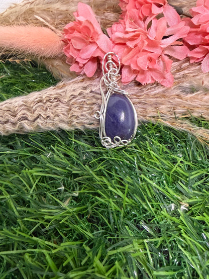 Lepidolite Pendant wrapped in 9.25 Sterling Silver