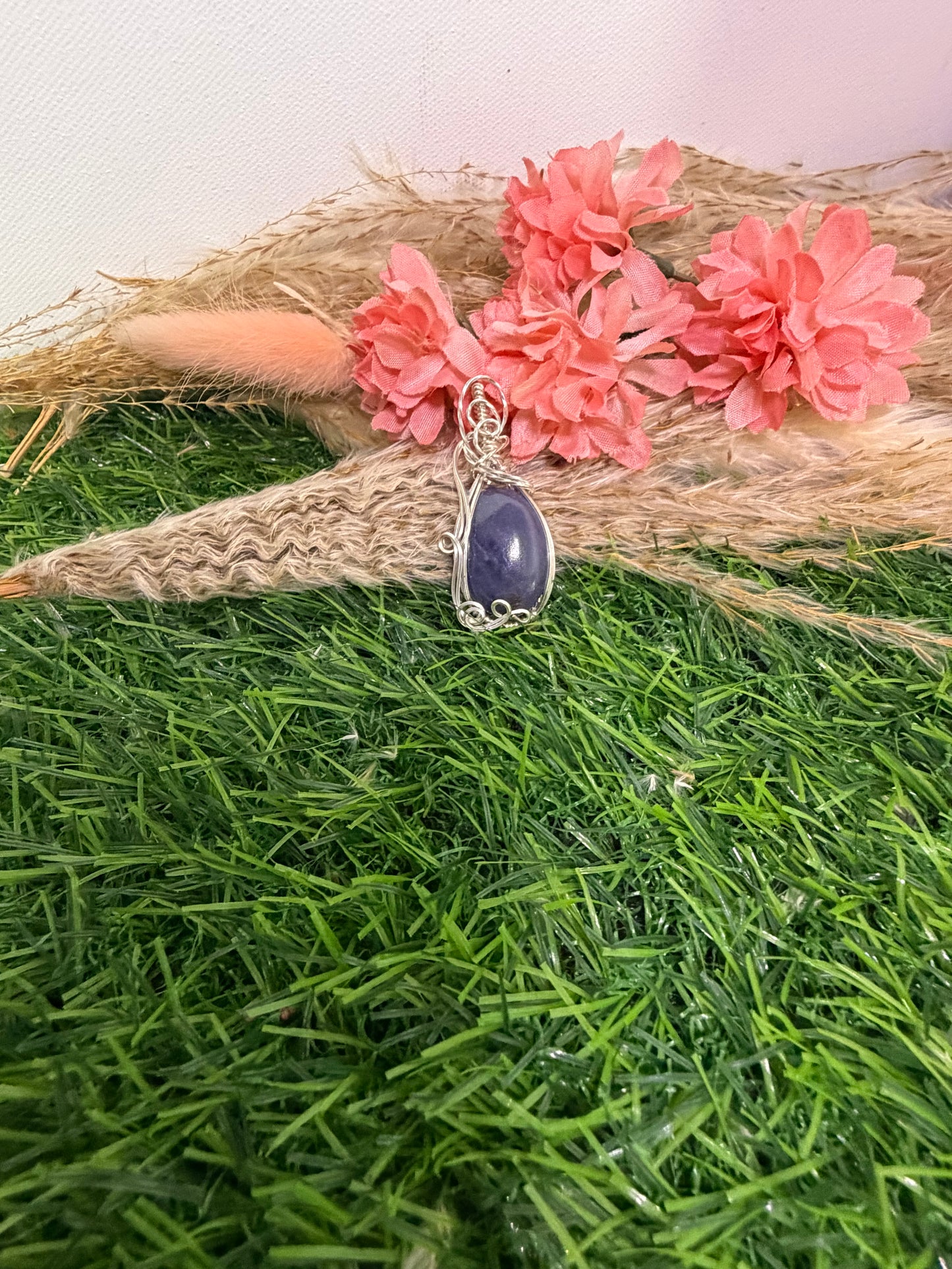 Lepidolite Pendant wrapped in 9.25 Sterling Silver