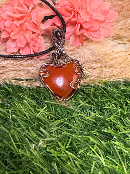 Carnelian Necklace wrapped in Oxidized Copper