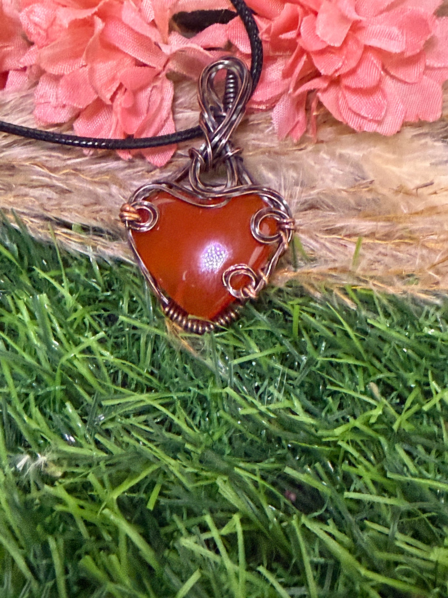 Carnelian Necklace wrapped in Oxidized Copper
