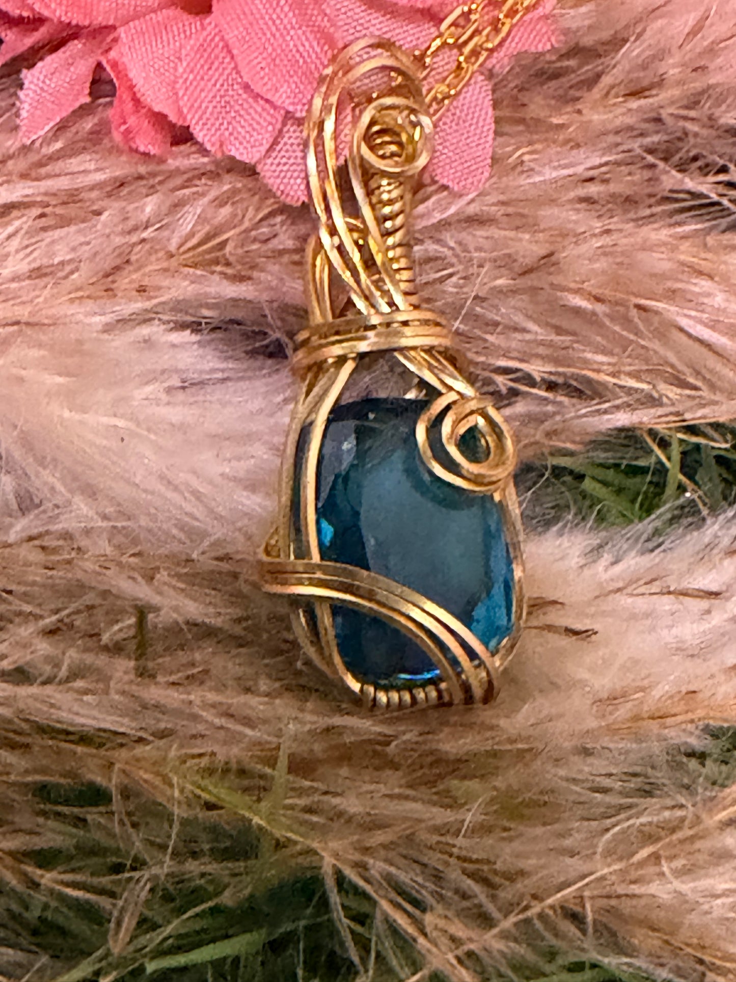 Topaz Pendant wrapped in oxidized copper (Copy)