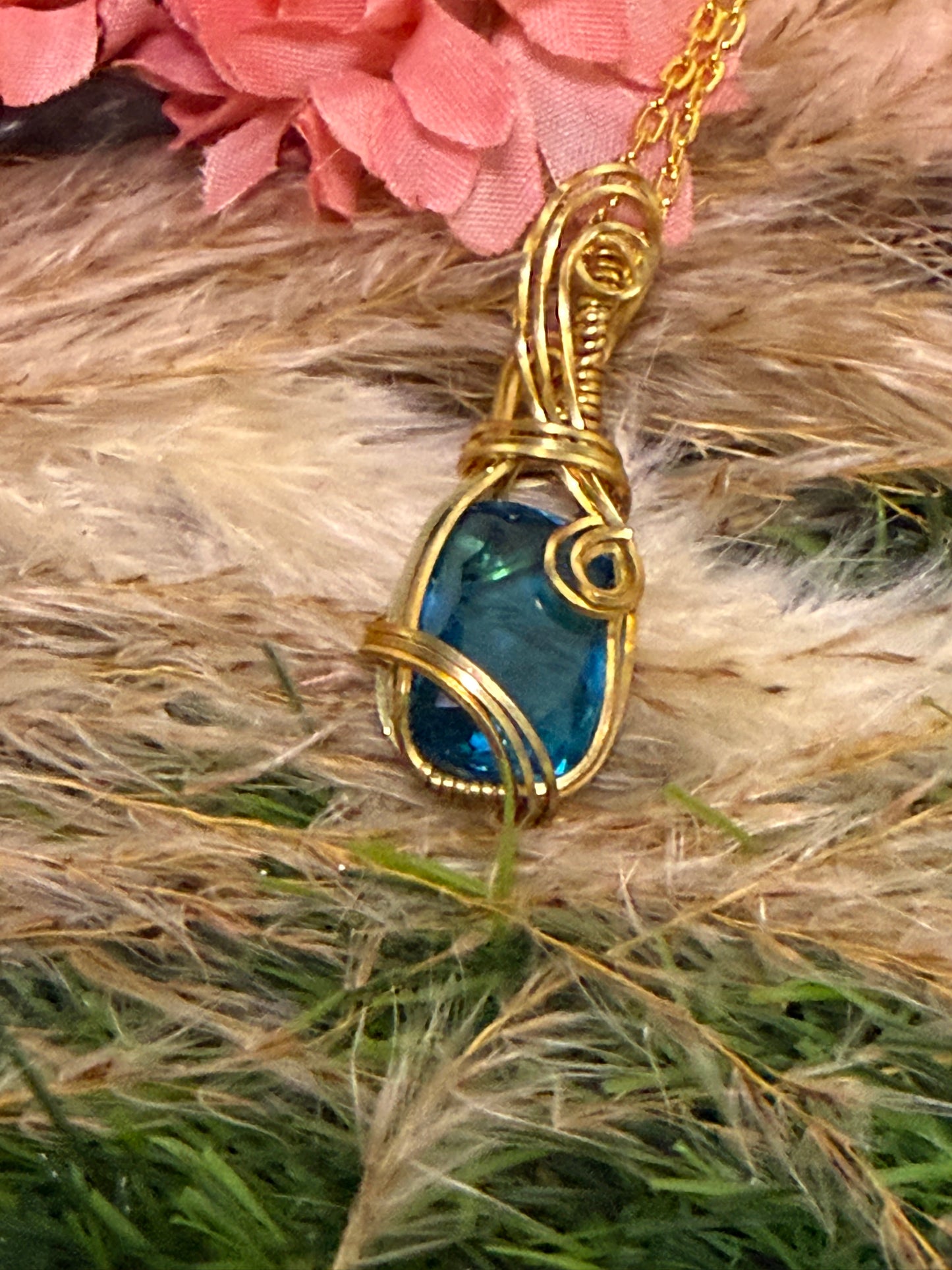 Topaz Pendant wrapped in oxidized copper (Copy)