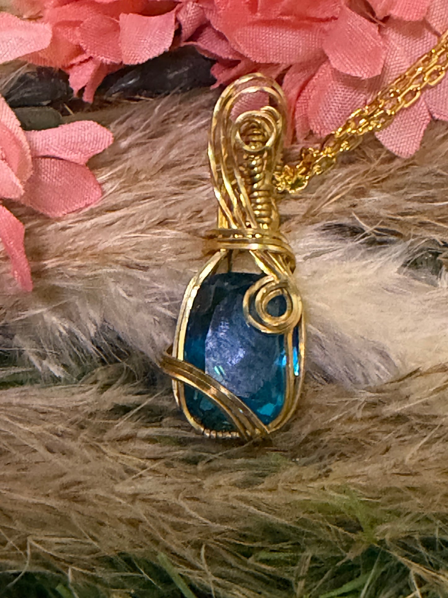 Topaz Pendant wrapped in oxidized copper (Copy)