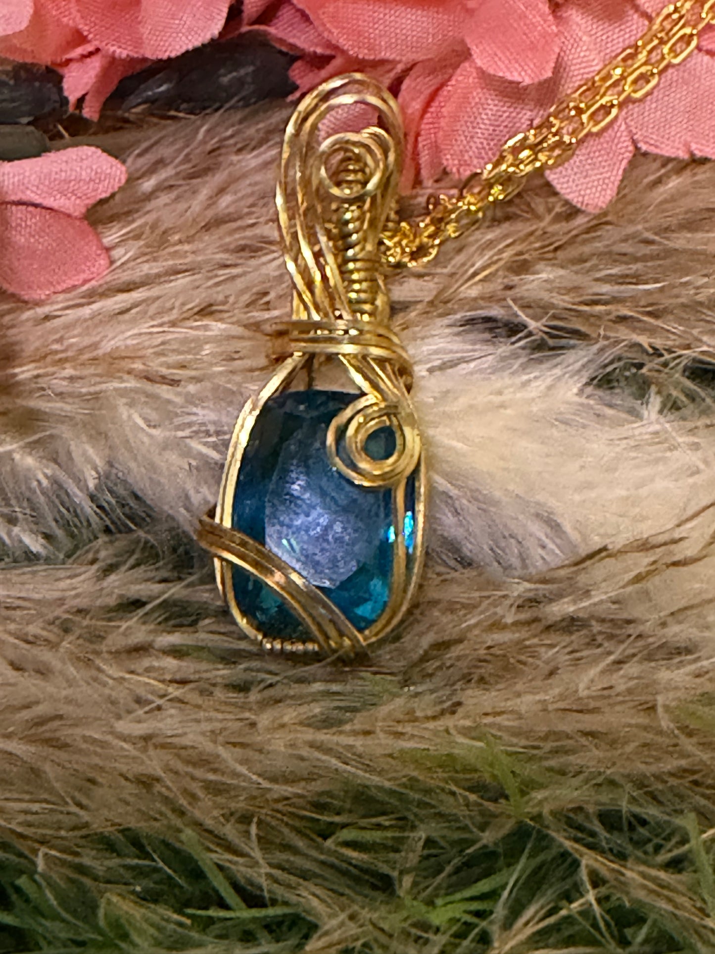 Topaz Pendant wrapped in oxidized copper (Copy)
