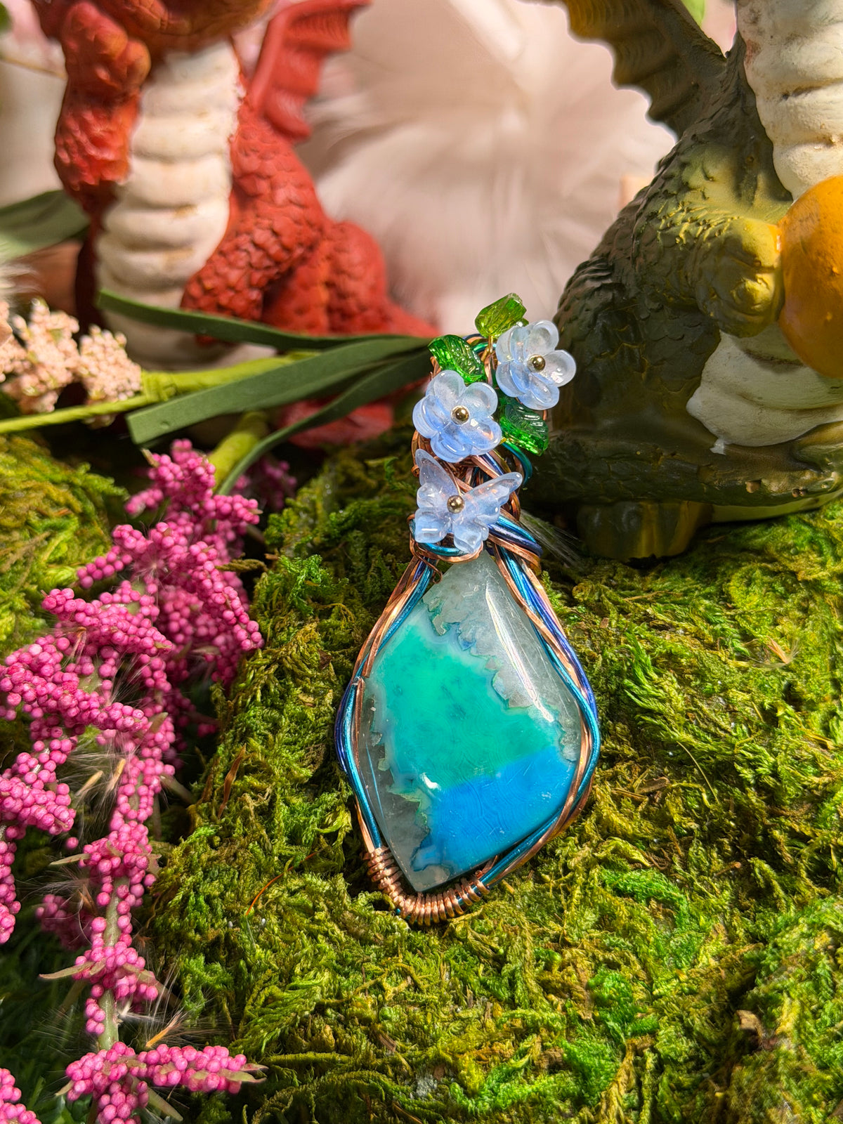 Botswana Agate pendant Wrapper in Copper