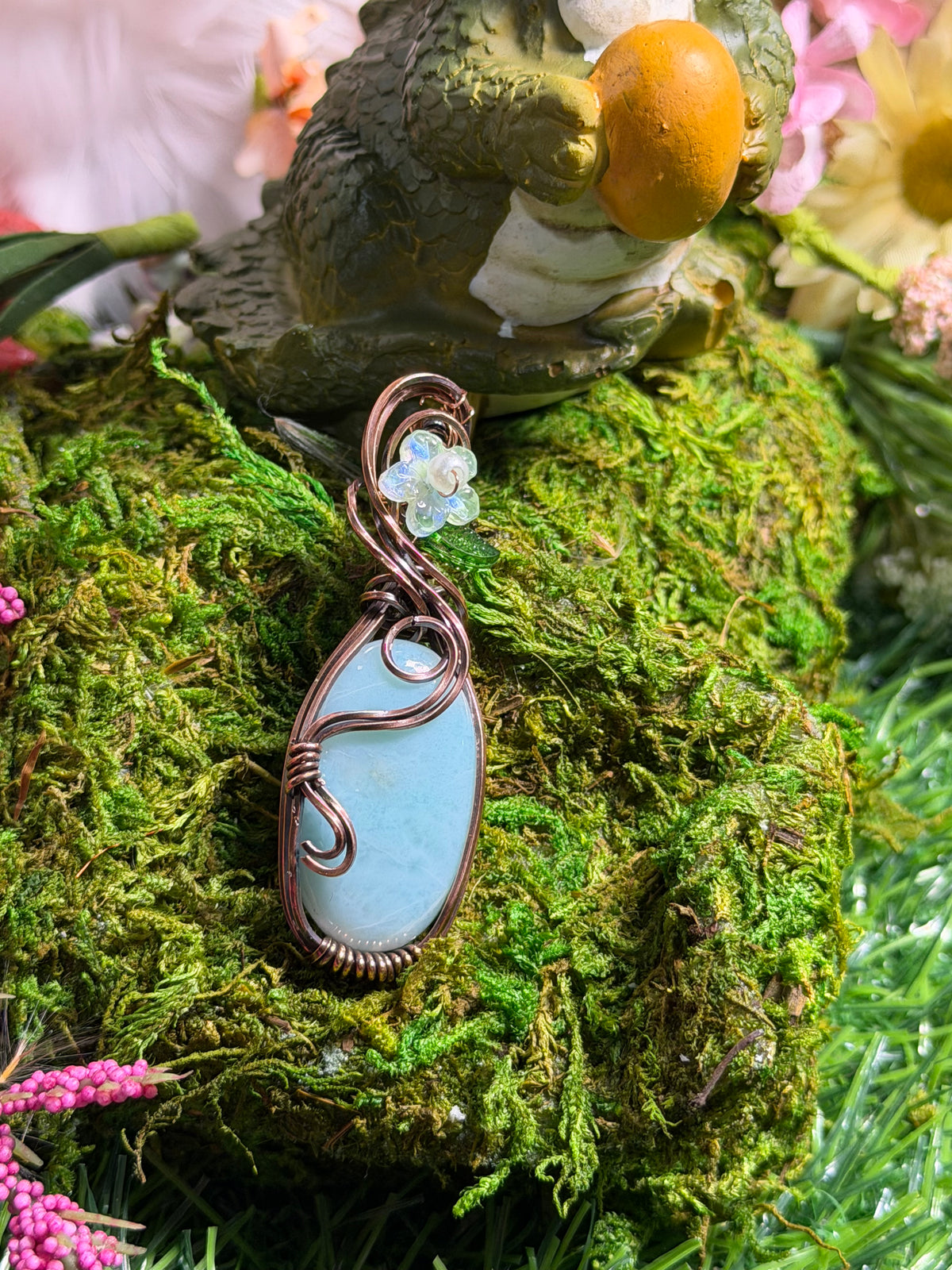 Larimer Pendant wrapped in Oxidized Copper