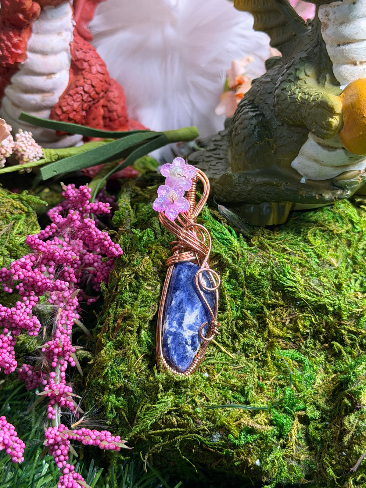 Sodalite Pendant wrapped in Copper.