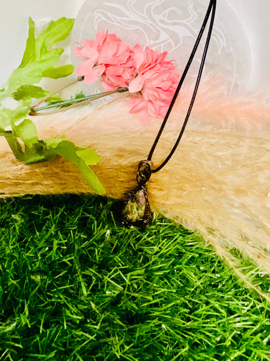 Ruby Zoisite Pendant wrapped in Antique Copper