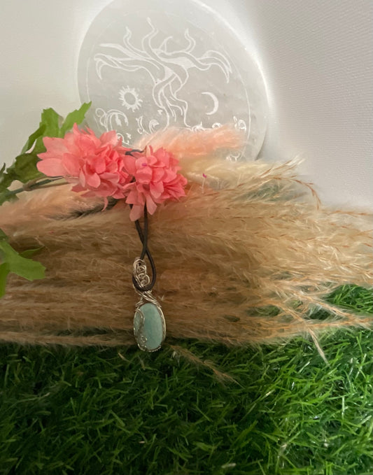 Amazonite wrapped in Sterling Sliver/