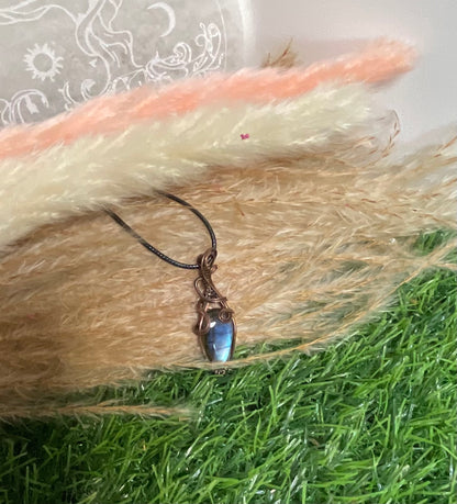 Labradorite Pendant wrapped in antique copper